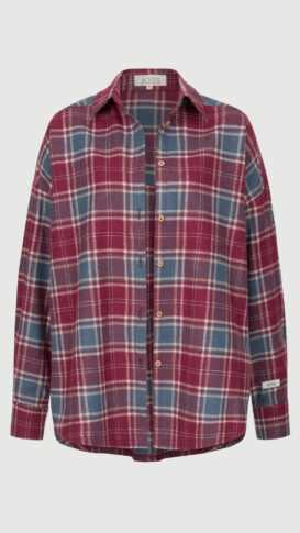 Сорочка байкова червона з синім