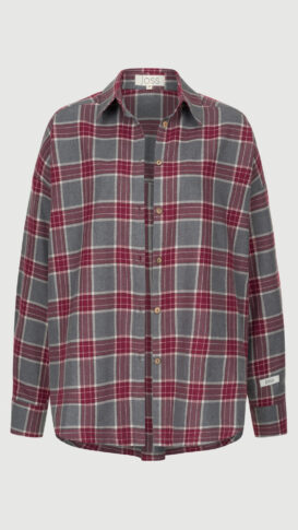 Сорочка байкова сіра з бордо